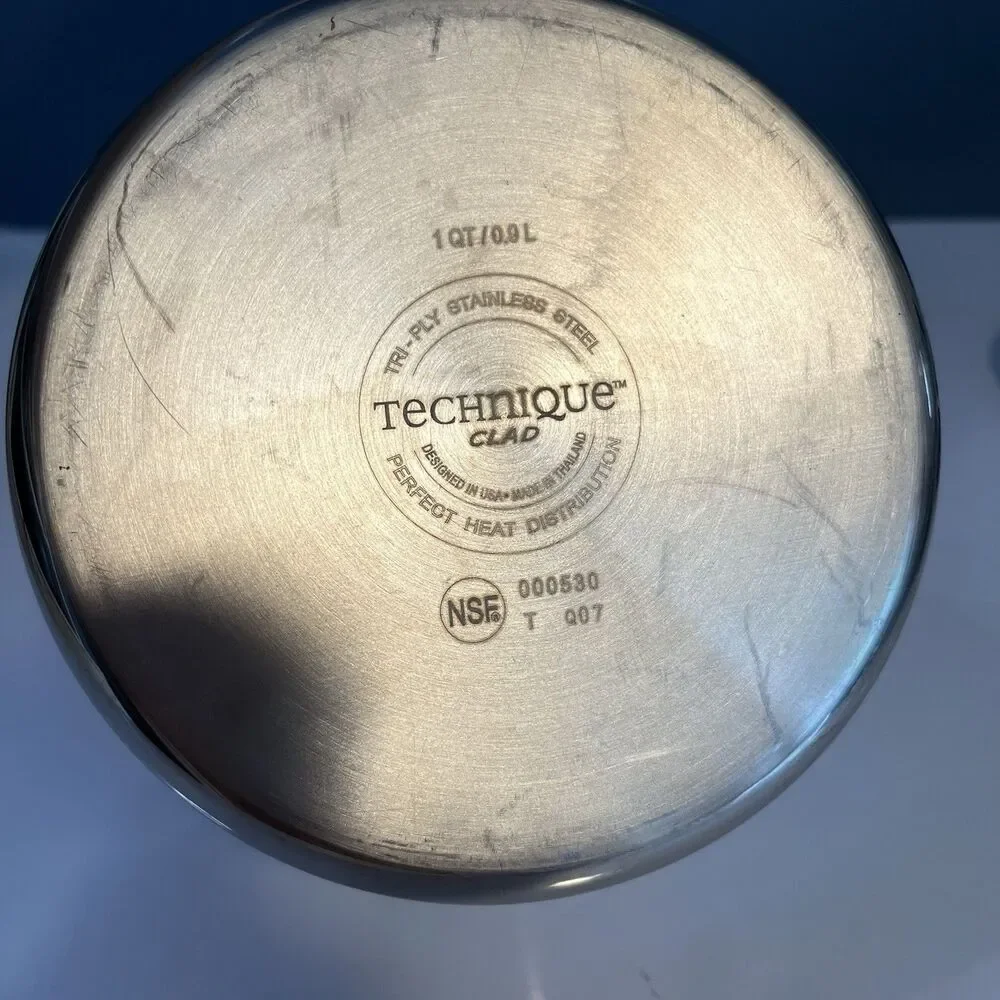 Technique Clad Tri-Ply Stainless Steel 1 qt Saucepan with Lid Induction Ready